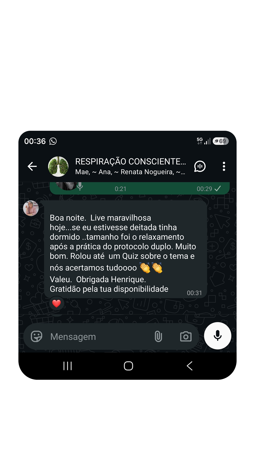 Feedback de cliente pelo WhatsApp